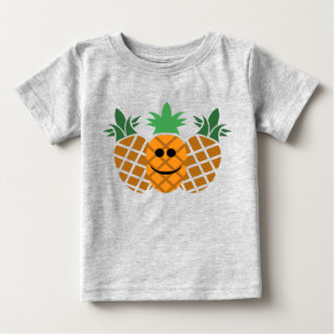 Camiseta Para Bebê Design de abacaxi Feliz - Camiseta de Bebê Fine Je