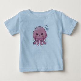 Camiseta Para Bebê Design de Adesivo de Água-viva Rosa Kawaii Fofa -