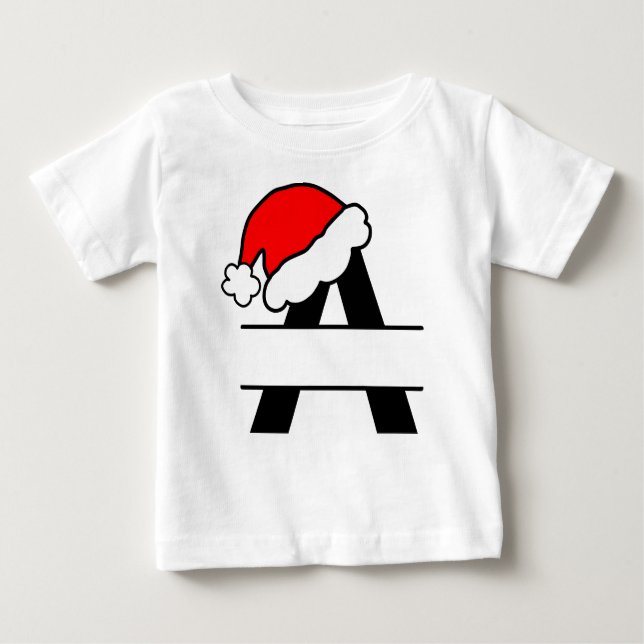 Camiseta Para Bebê Design de Alfabeto 'A' de Natal Whimsical para Cri (Frente)