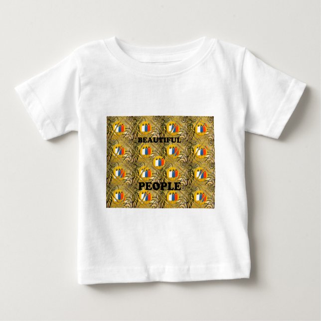 Camiseta Para Bebê Design de Arte Étnica Africana: Belas Pessoas (Frente)