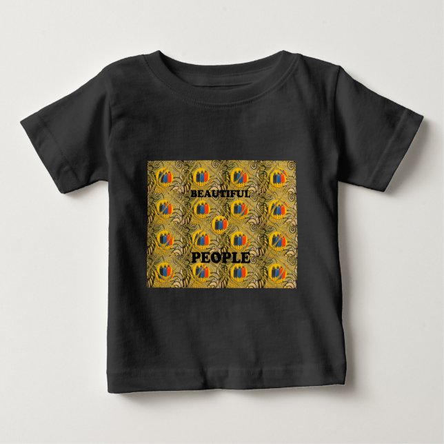 Camiseta Para Bebê Design de Arte Étnica Africana: Belas Pessoas (Frente)