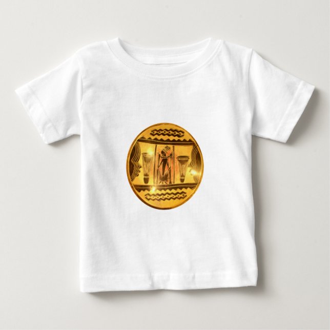 Camiseta Para Bebê Design de Arte Étnica da África ouro (Frente)