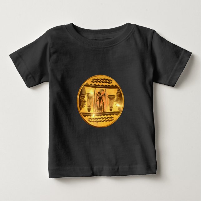 Camiseta Para Bebê Design de Arte Étnica da África ouro (Frente)