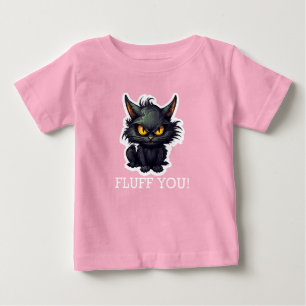 Camiseta Para Bebê Design de Bebê Gato Preto - Camiseta de Jersey Fin