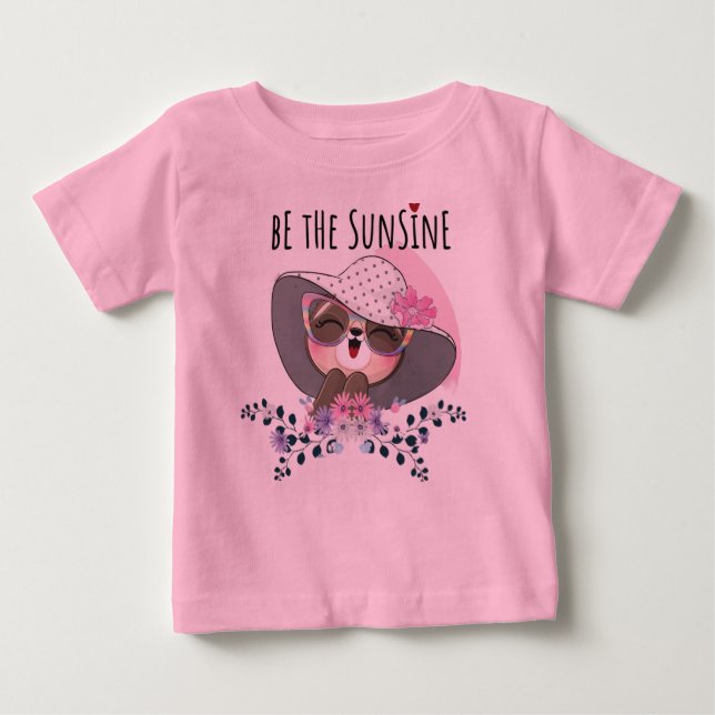 Camiseta Para Bebê Design de bebê rosa (Frente)