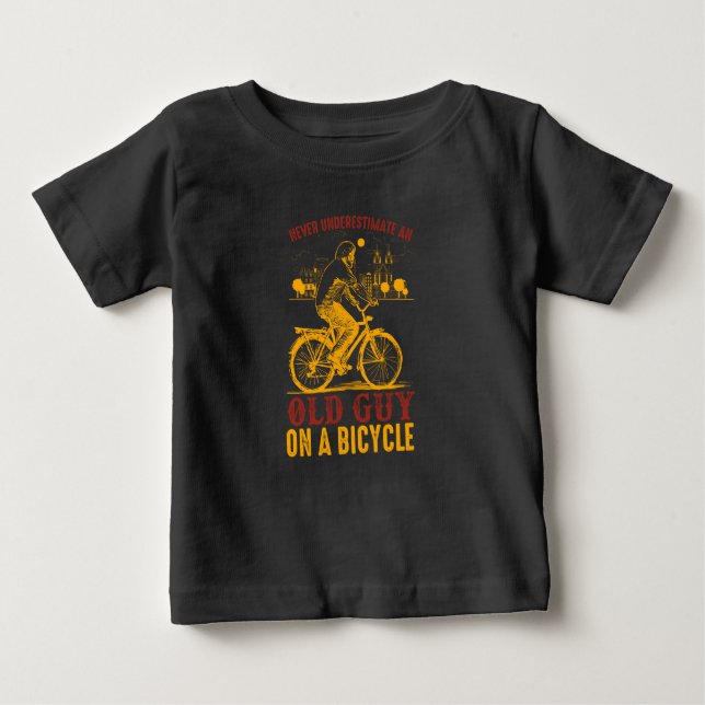 Camiseta Para Bebê Design de Biker Antigo | Bicicleta | nunca subesti (Frente)