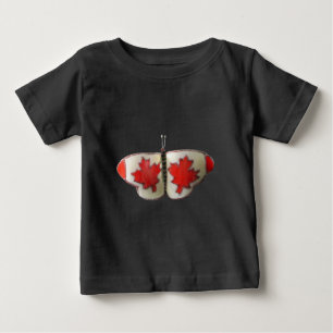 Camiseta Para Bebê Design de Borboleta de Bandeira Canadiana