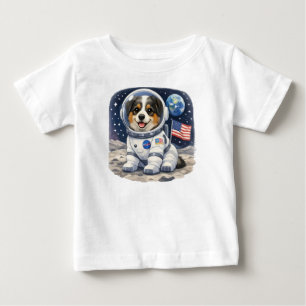 Camiseta Para Bebê Design de cachorro astronauta fofo para crianças –