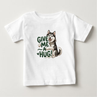 Camiseta Para Bebê Design de cachorro Kawaii Husky Fofo Me Abraça