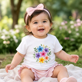 Camiseta Para Bebê Design de camiseta de bebê floral fofo | Flor colo