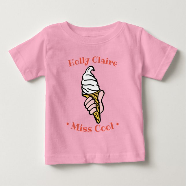 Camiseta Para Bebê Design de Cone do sorvete para Personalizar (Frente)