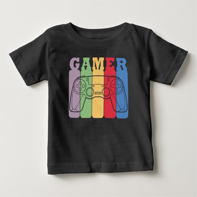 Camiseta Para Bebê Design de Controle de Jogo Retro (Frente)