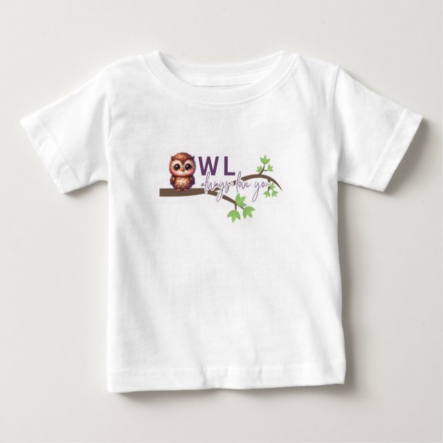 Camiseta Para Bebê Design de Coruja Adorável (Frente)