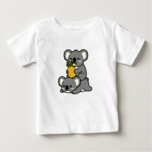 Camiseta Para Bebê Design de desenho animado de coalas fofos comendo