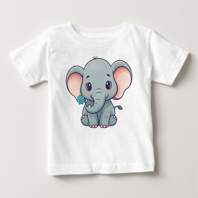 Camiseta Para Bebê Design de elefante de bebê cartoonista bonito (Frente)