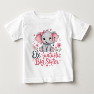 Camiseta Para Bebê Design de Elefante Fofo Irmã Mais Velha Ele-fantás