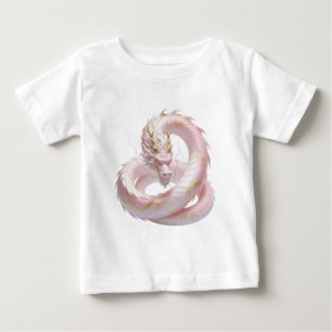 Camiseta Para Bebê Design de fantasia de dragão de ouro branco chinês
