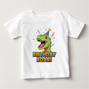 Camiseta Para Bebê Design de festa de aniversário de dinossauro fofo