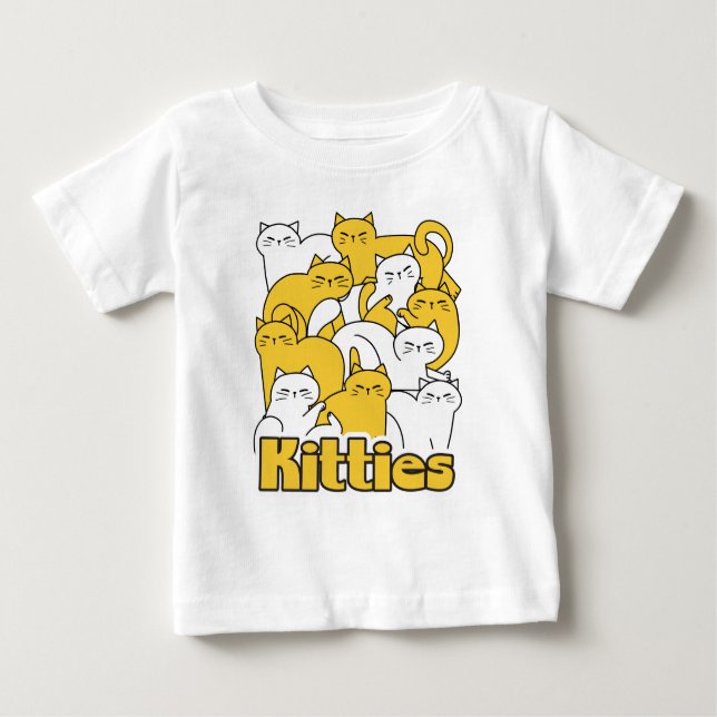 Camiseta Para Bebê Design de Gatinho Chubby - Adorável Arte Gato (Frente)