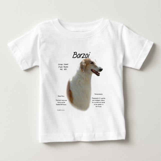 Camiseta Para Bebê Design de História de Borzoi (Frente)