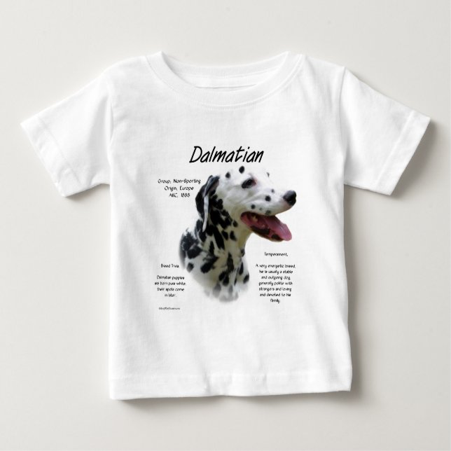 Camiseta Para Bebê Design de História do Dalmaciano (preto) (Frente)