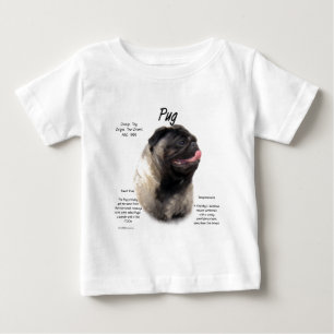 Camiseta Para Bebê Design de Histórico de Pug