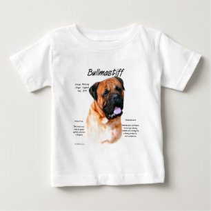 Camiseta Para Bebê Design de Histórico do Bullmastiff (vermelho)