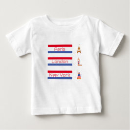Camiseta Para Bebê Design de ícones de Paris Lon & N.Y