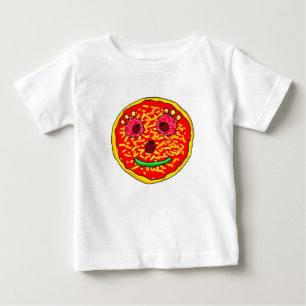 Camiseta Para Bebê Design de Ilustração da Face da Pizza Sorrindo