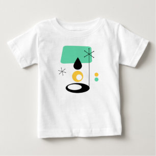 Camiseta Para Bebê design de lâmpada moderno de meados do século azul