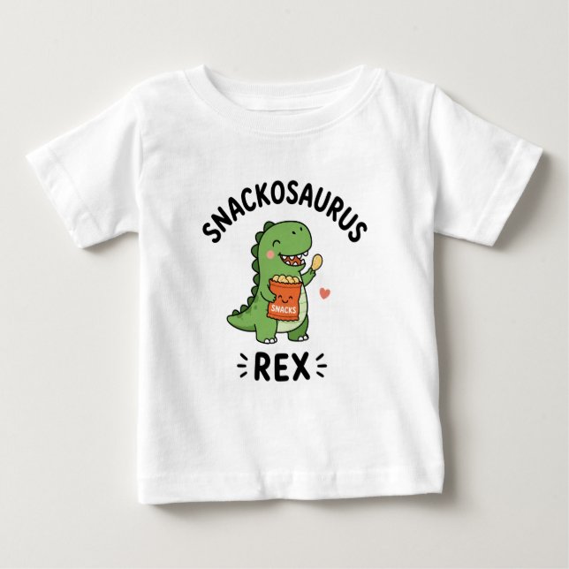 Camiseta Para Bebê Design de lanche do Snackosaurus Rex fofo dinossau (Frente)