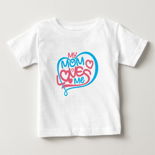 Camiseta Para Bebê Design de Ligação Especial "Minha Mãe me ama" (Frente)
