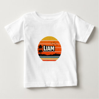 Camiseta Para Bebê Design de Nome Personalizado Liam Retro
