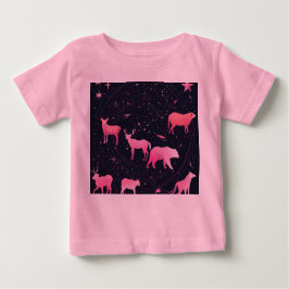 Camiseta Para Bebê "Design de padrão animal rosa e magenta horoscópio