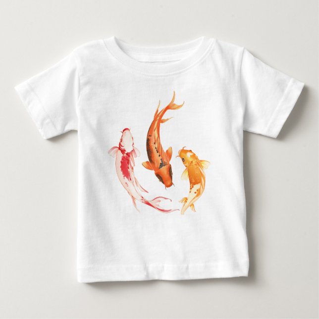 Camiseta Para Bebê Design de Peixe Colorido (Frente)