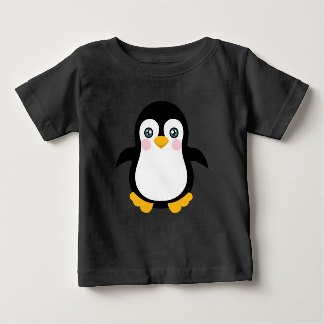Camiseta Para Bebê Design de Pinguim Pinguim (Frente)