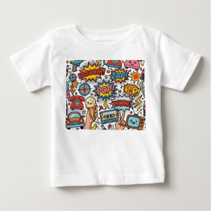 Camiseta Para Bebê design de quadrinhos retrô
