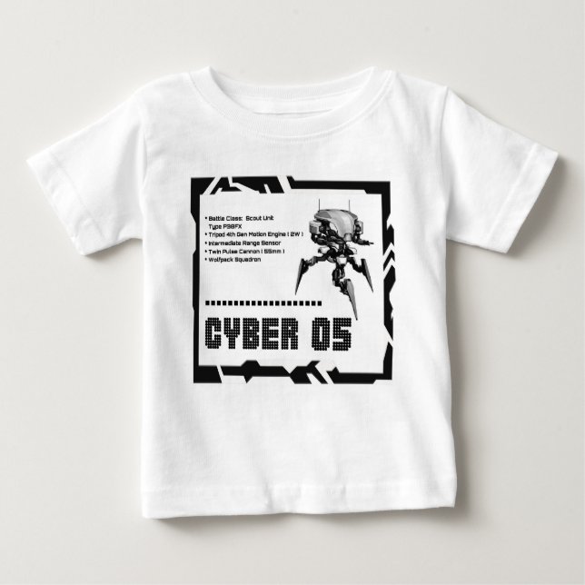 Camiseta Para Bebê Design de robô cibernético de 5 Mwch (Frente)