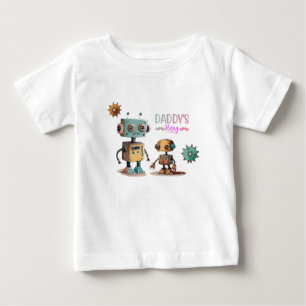 Camiseta Para Bebê Design de robôs "Filho do Papai"
