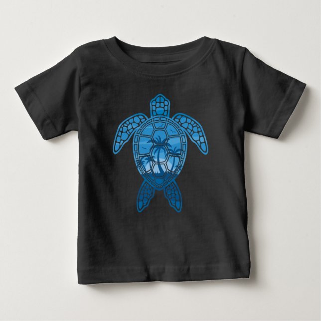 Camiseta Para Bebê Design de Tartaruga do Mar das Ilhas Tropicais em  (Frente)