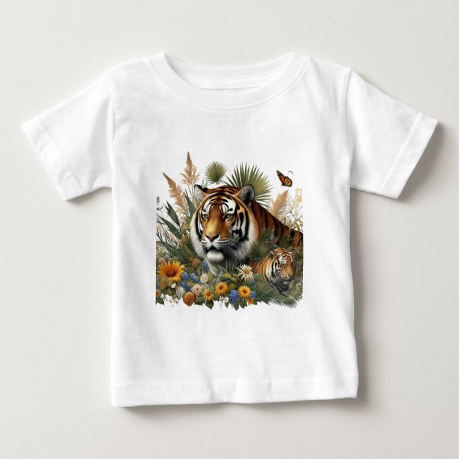 Camiseta Para Bebê Design de Tigre Majestoso (Frente)