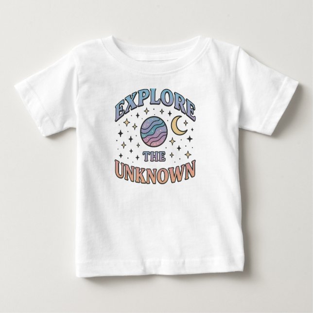 Camiseta Para Bebê Design de tipografia estética cósmica (Frente)