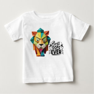Camiseta Para Bebê Design de Trabalho de arte do Leão Origami Colorid