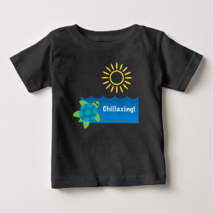 Camiseta Para Bebê Design de Turtle Chillaxing - Baby Fine Jersey T-S
