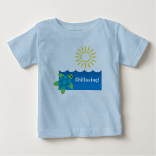Camiseta Para Bebê Design de Turtle Chillaxing - Baby Fine Jersey T-S