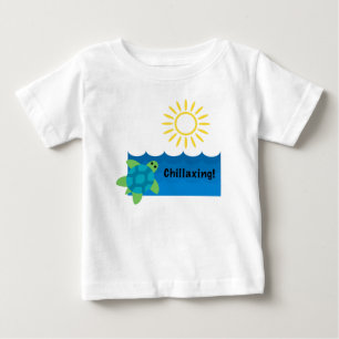 Camiseta Para Bebê Design de Turtle Chillaxing - Baby Fine Jersey T-S