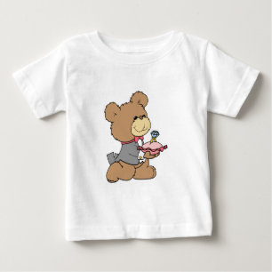 Camiseta Para Bebê design de urso de pelúcia portador de aliança ou p
