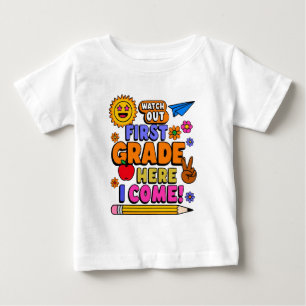 Camiseta Para Bebê Design de Vetor Colorido de Volta às Aulas para a