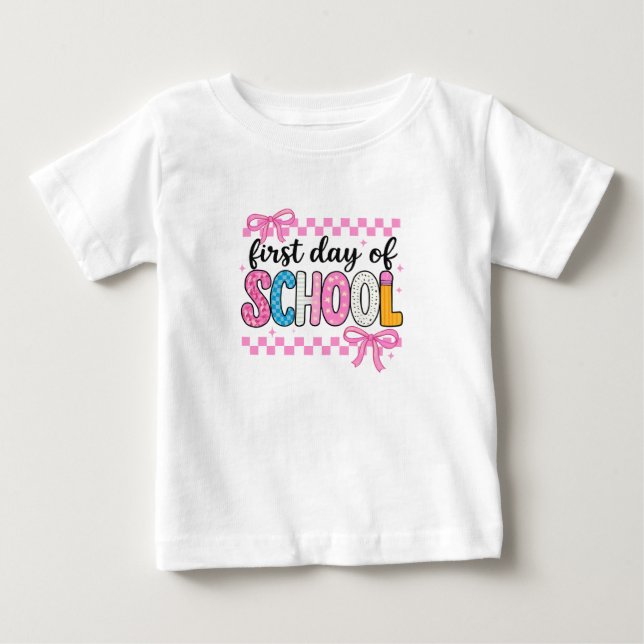 Camiseta Para Bebê Design do 1º dia da escola (Frente)