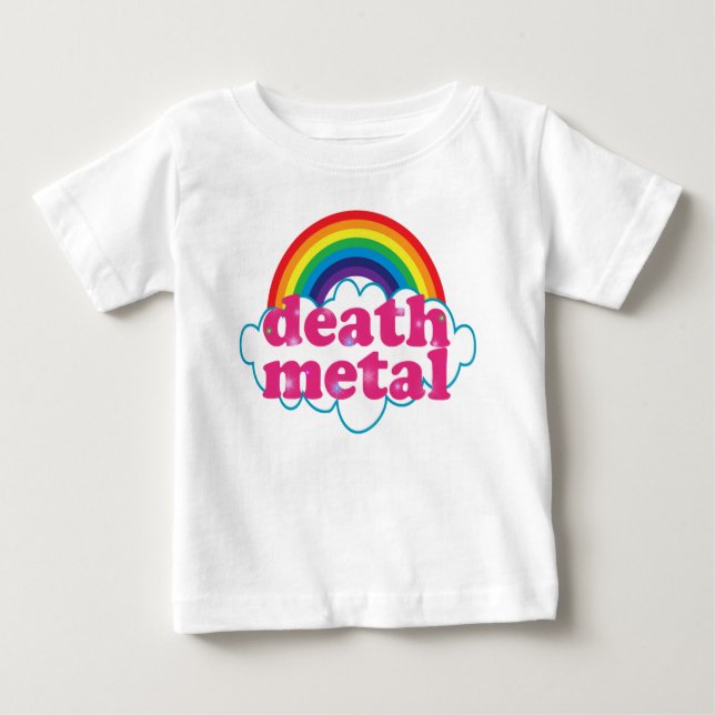 Camiseta Para Bebê Design do arco-íris do metal da morte (Frente)
